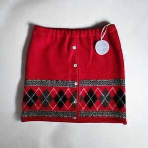Jack & Mary Handmade Red Argyle Skirt